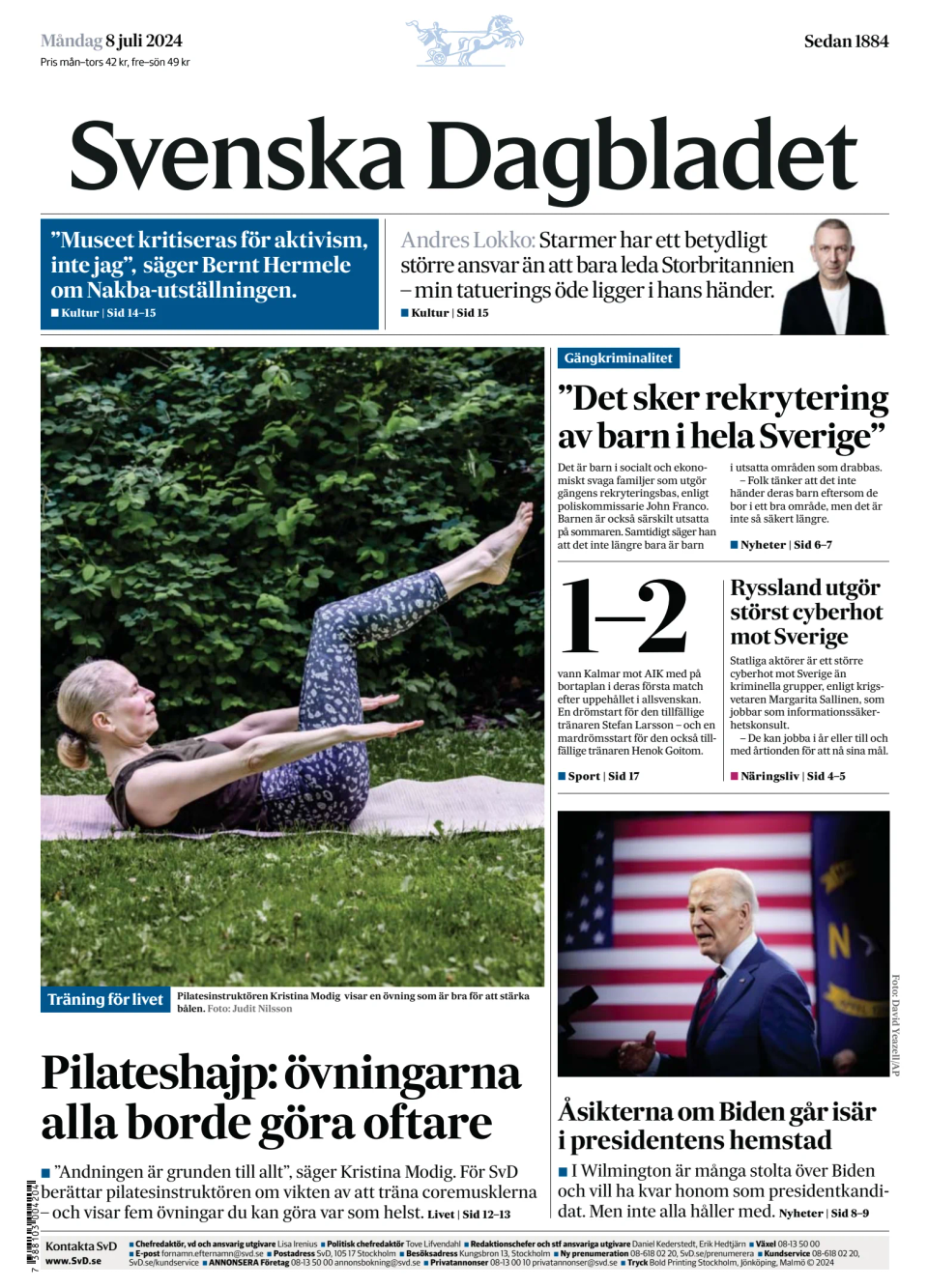 Prima-pagina-Svenska Dagbladet-edizione-di-oggi-20240708